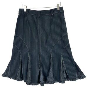 white/grey/black  Pinstripe Flared Midi Skirt A-line size 8 BGN&CO